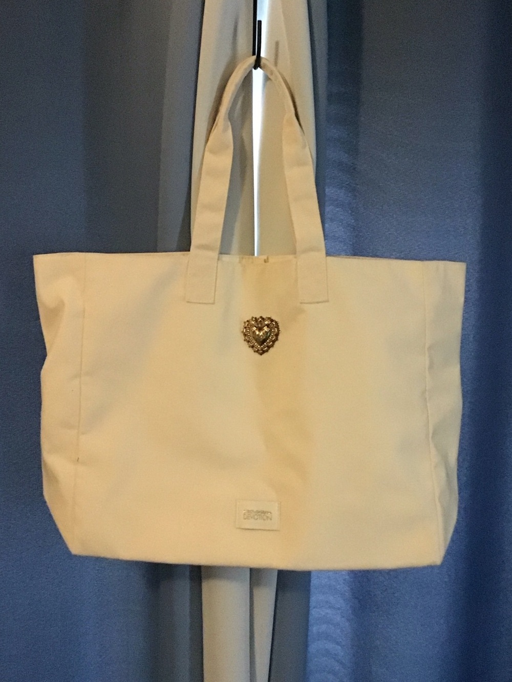 Dolce & Gabbana Cream Tote with Jeweled Heart Emblem